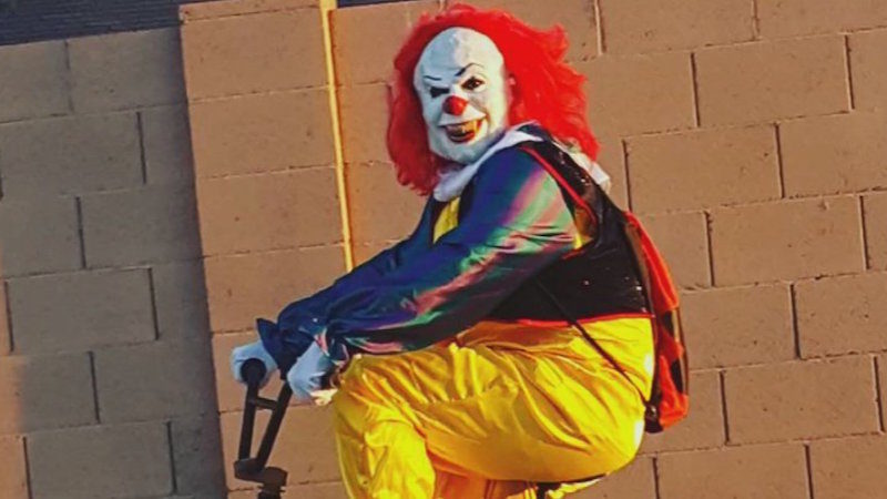 Scary clown attacks picture