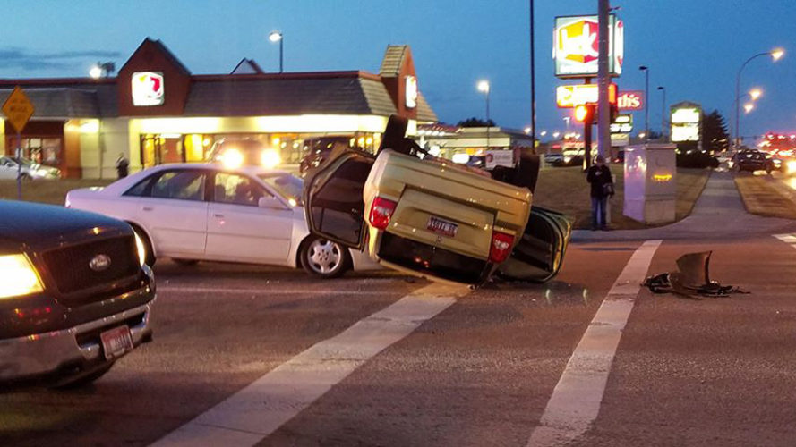 Car rolls after threevehicle crash at Idaho Falls intersection East