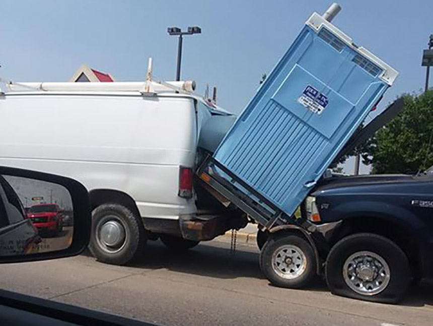 Truck crashes into van pulling portable toilet East Idaho News