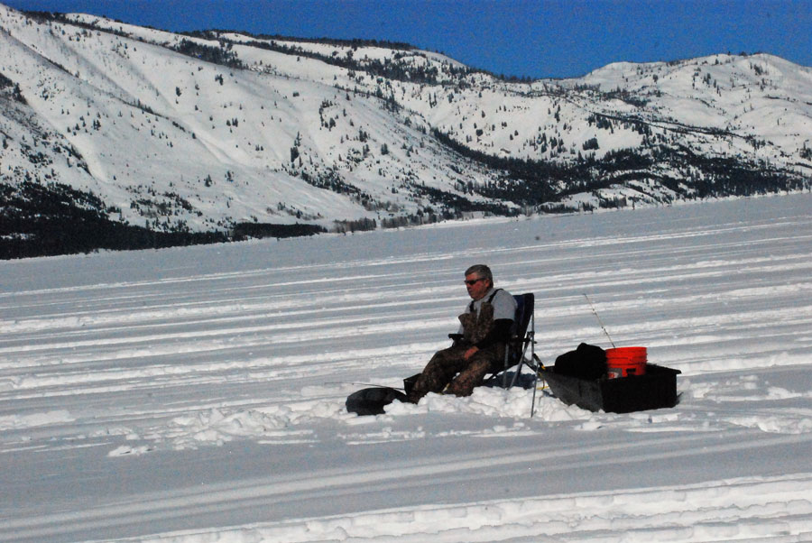 There's still ice on Jackson Lake and plenty of fish to be caught