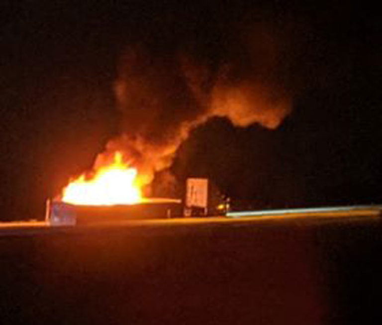 Driver of semi that caught fire near Shelley walks away with no