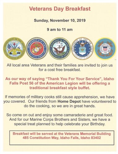 Idaho Falls Post 56 Veterans Day Breakfast East Idaho News