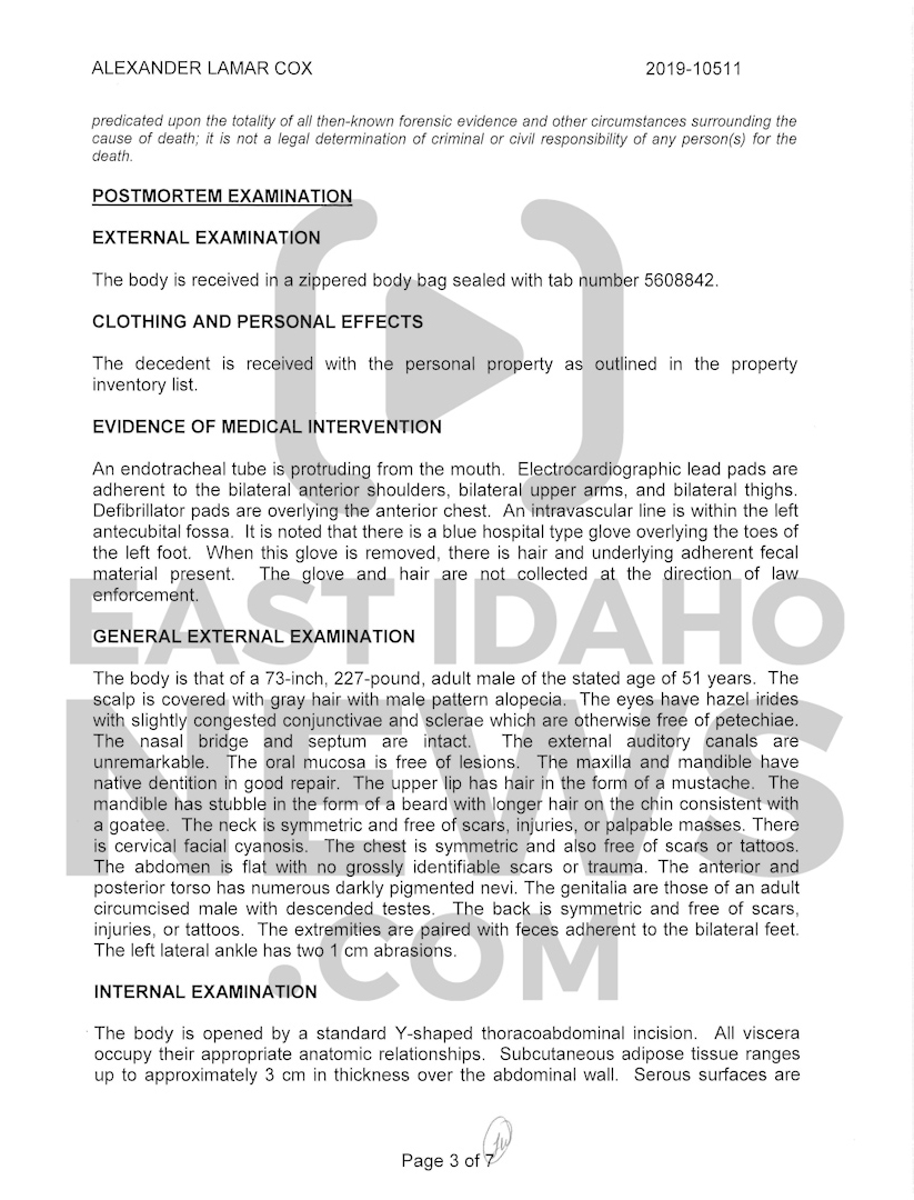 READ The medical examiner and toxicology reports on Alex Cox East