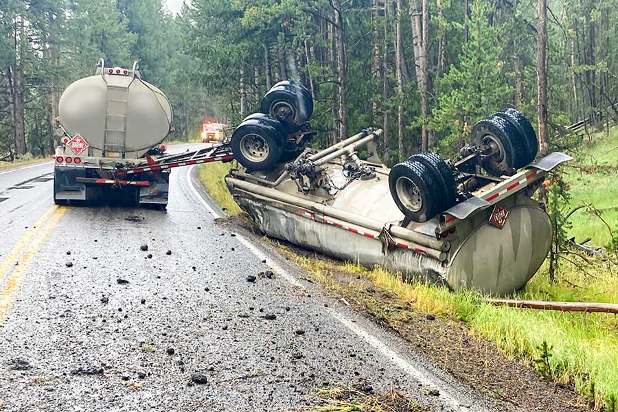 UPDATE 3,000 gallons of gas spills in Yellowstone semitruck crash
