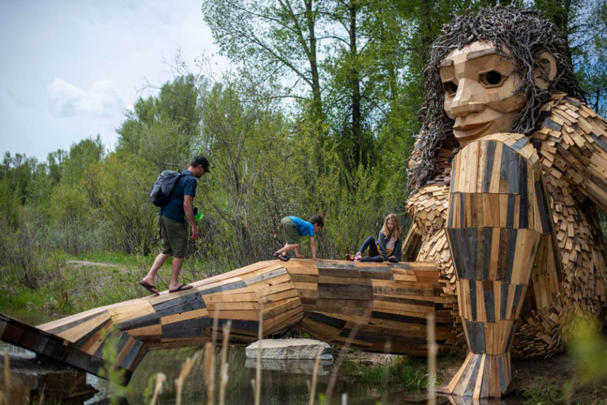 Giant wooden troll takes up residence in Jackson park East Idaho News