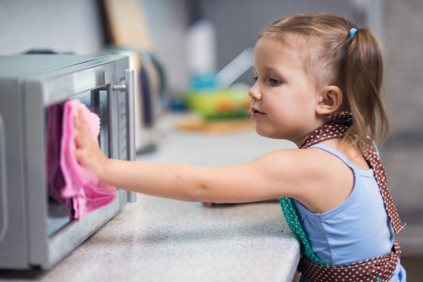 girl doing chores