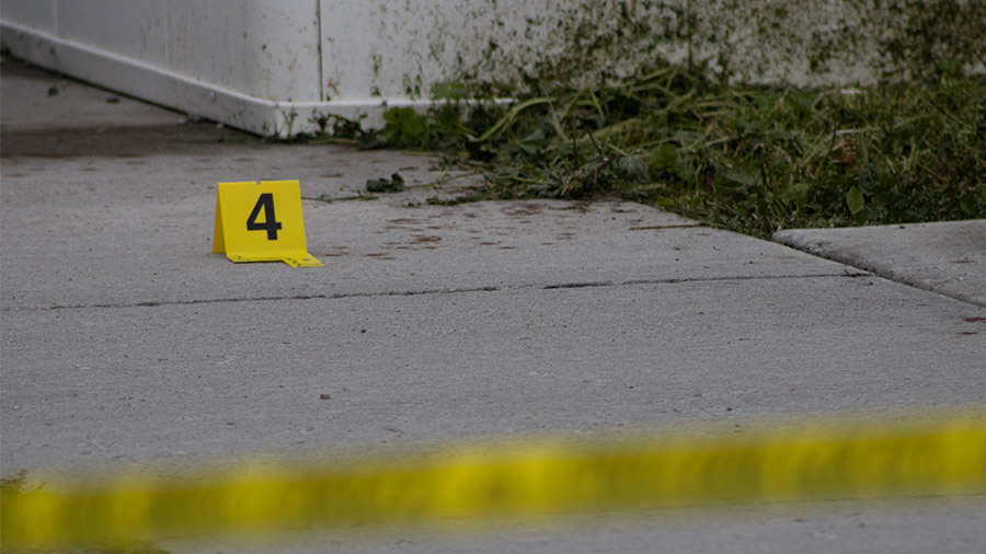 Blood at scene with tape