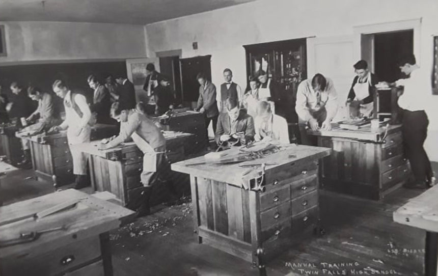 Young men Labored over woodworking projects